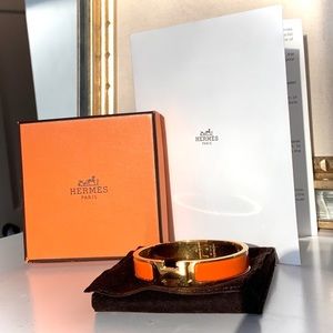 Hermès Enamel Clic “H” Orange Pre-owned Bracelet